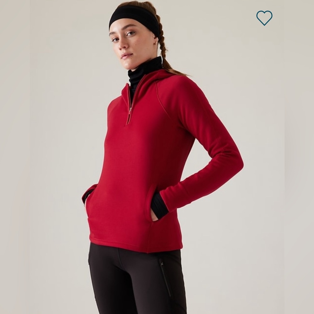 Athleta Altitude Polartec Hoodie Sweatshirt in Clover Berry| Size: 1X